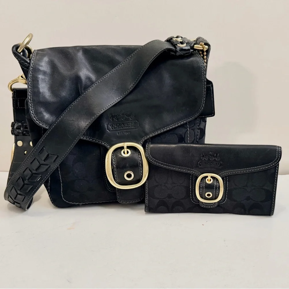 🐝 Coach Signature Bleecker Bag Black
F0794-11434 and Wallet Braided Leather - Picture 7 of 16